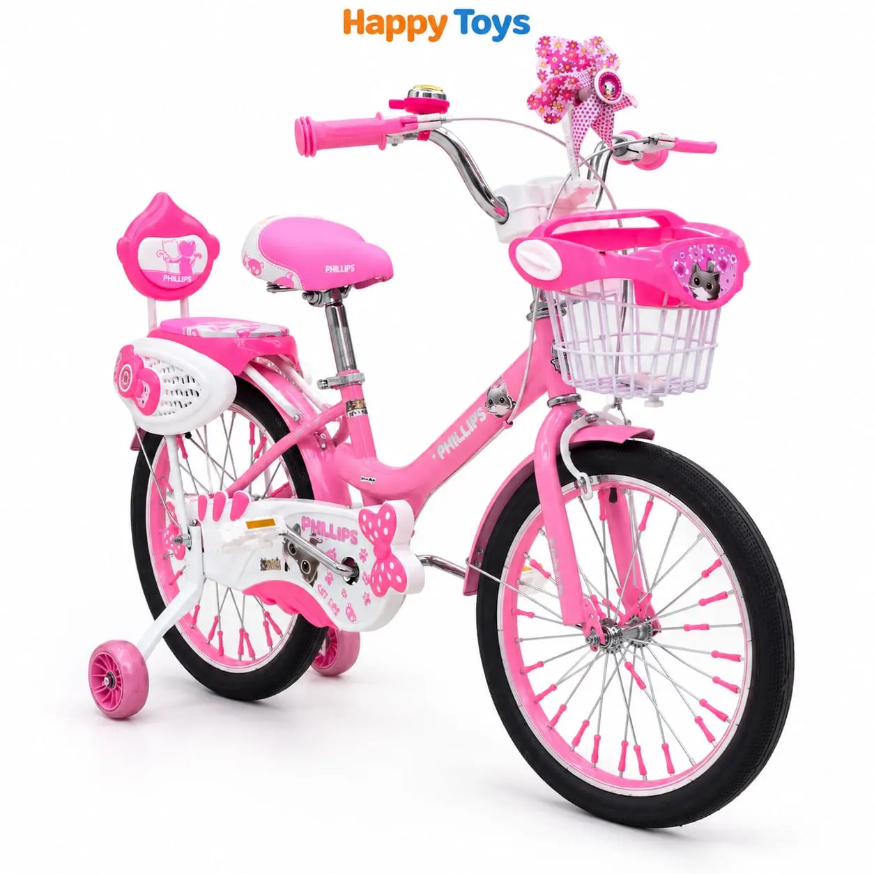 Philips Original Premium Kids Bicycle with Basket Back Seat and Safety Wheels